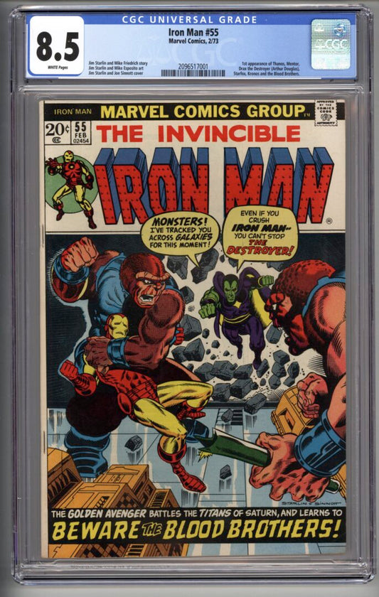 Iron Man #55  CGC 8.5  1st appearance of Thanos