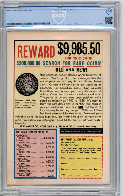 Justice League of America #12  CBCS 6.5  Origin & 1st App.of Dr. Light