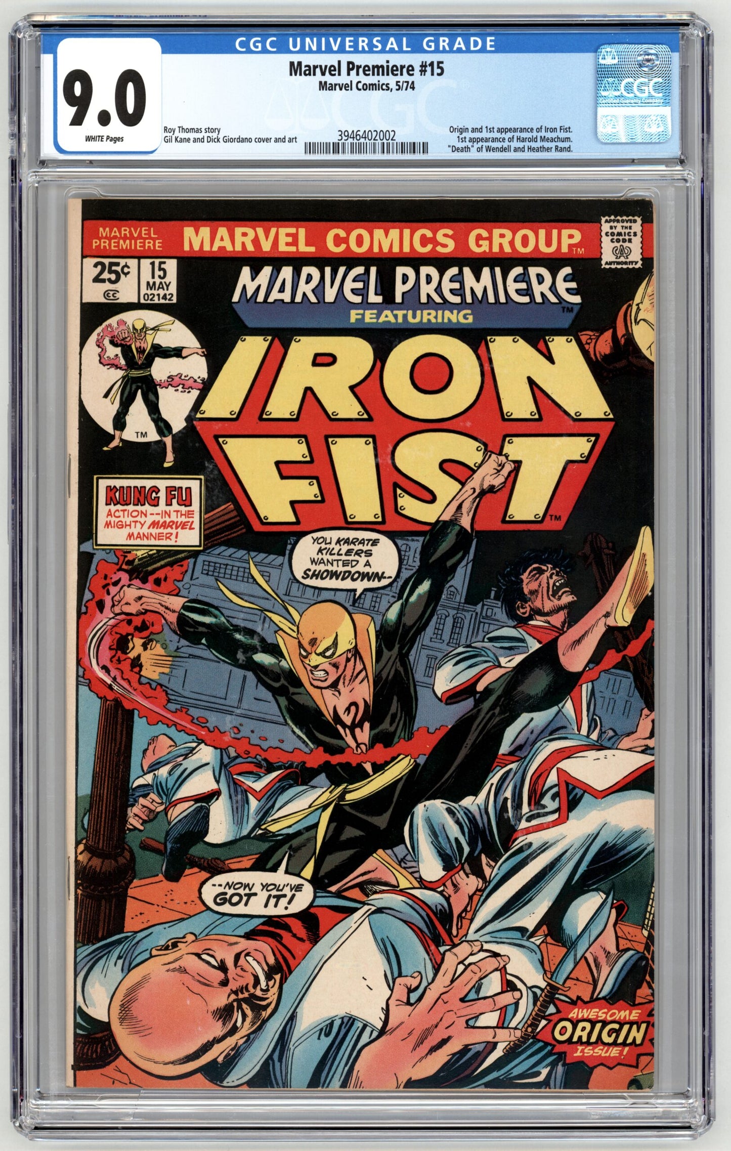 Marvel Premiere #15  CGC 9.0  Origin & 1st App. of Iron Fist