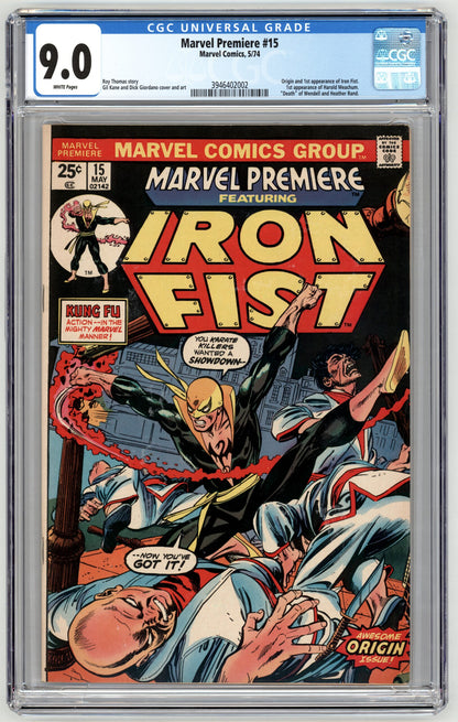 Marvel Premiere #15  CGC 9.0  Origin & 1st App. of Iron Fist