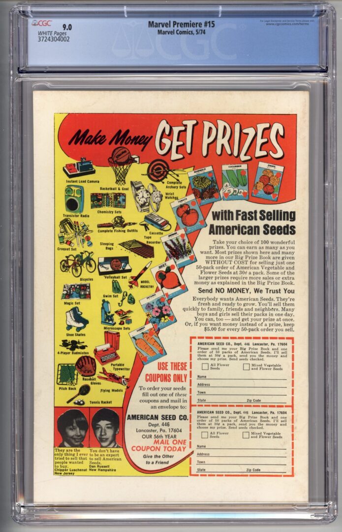 Marvel Premiere #15  CGC 9.0  Origin & 1st appearance of Iron Fist