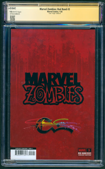 Marvel Zombies: Red Band #3 Crain "Virgin" Edition B Signed by Clayton Crain