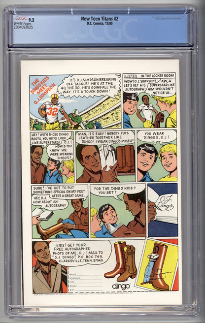 New Teen Titans #2  CGC 9.2  1st appearance of Deathstroke