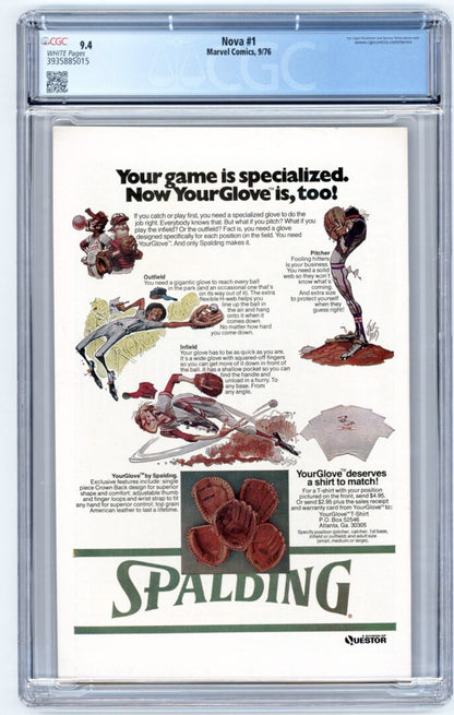 Nova #1  CGC 9.4 Origin and 1st appearance of Nova (Richard Rider)