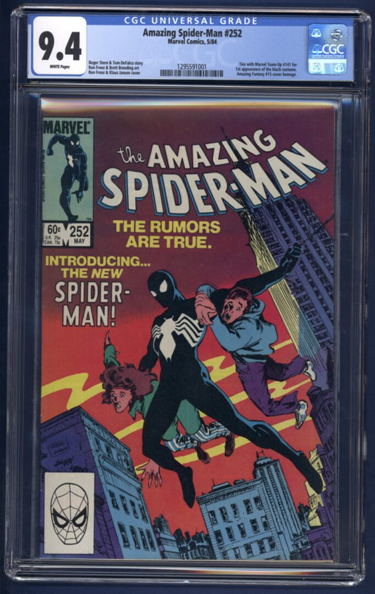 Amazing Spider-Man #252  CGC 9.4  Ties with Marvel Team-Up #141  for 1st appearance of the black costume.