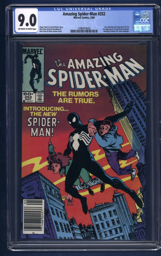 Amazing Spider-Man #252  CGC 9.0  Ties with Marvel Team-Up #141 for the 1st appearance of the black costume.