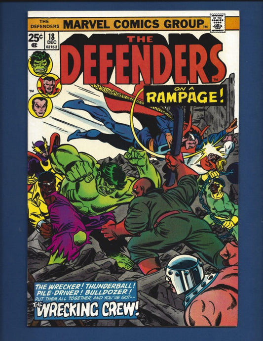 Defenders #18  FN/VF  Origin and 1st full appearance of the Wrecking Crew