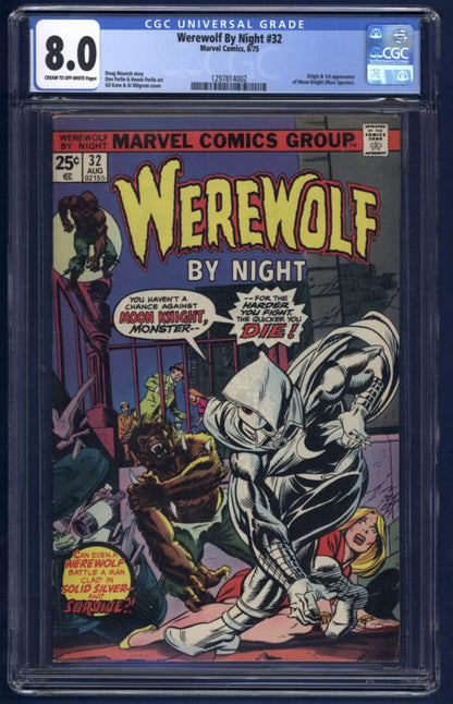 Werewolf by Night #32  CGC 8.0  Origin & 1st appearance of Moon Knight