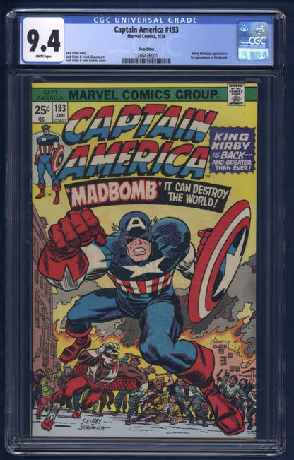 Captain America #193  CGC 9.4  Twin Cities Pedigree  1st Appearance of Madbomb
