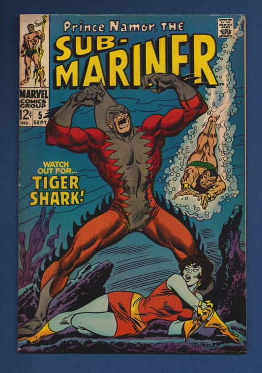 Sub-Mariner #5  VG-  Origin & 1st appearance of Tiger Shark