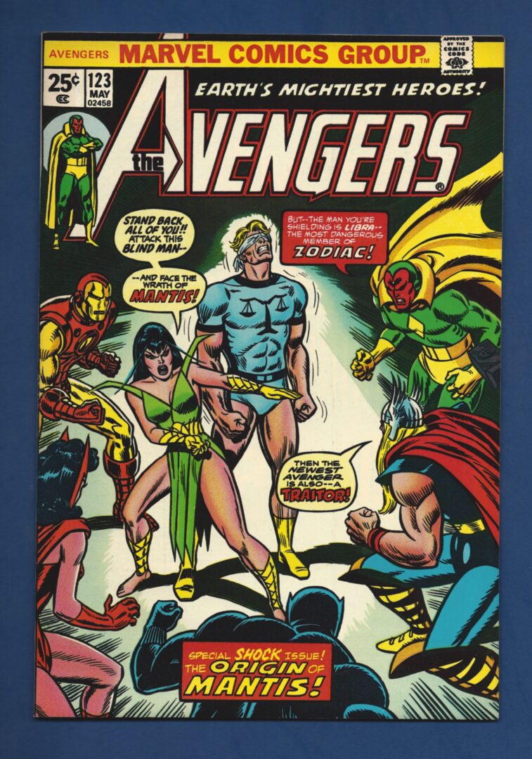 Avengers #123  VF-  1st Star-Stalker in cameo  Origin of Mantis