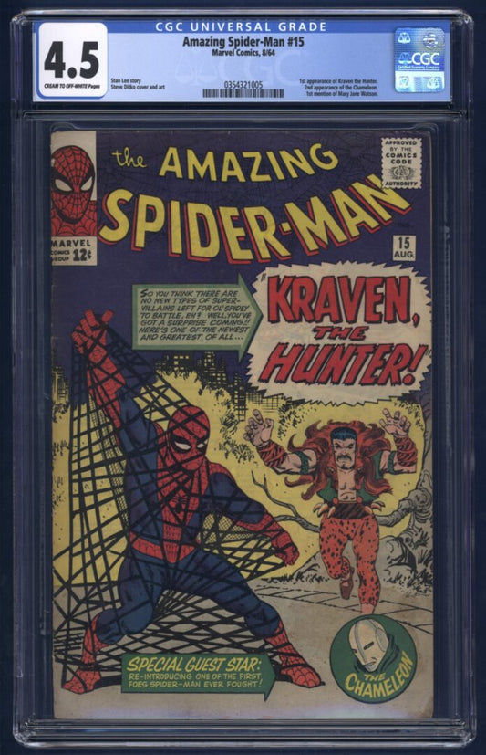 Amazing Spider-Man #15  CGC 4.5  1st appearance of Kraven