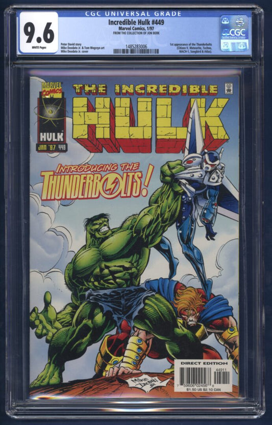 Incredible Hulk #449  CGC 9.6  1st appearance of the Thunderbolts