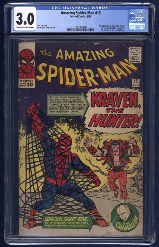 Amazing Spider-Man #15  CGC 3.0  1st appearance of Kraven
