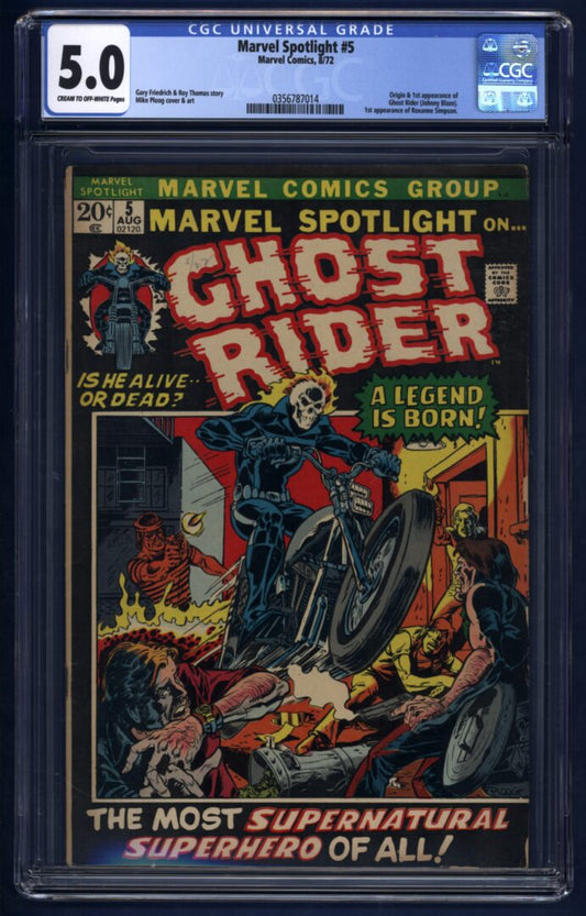 Marvel Spotlight #5  CGC 5.0  Origin and 1st appearance of Ghost Rider