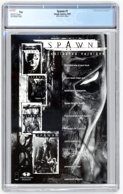 Spawn #1  Black & White Edition  CGC 9.6