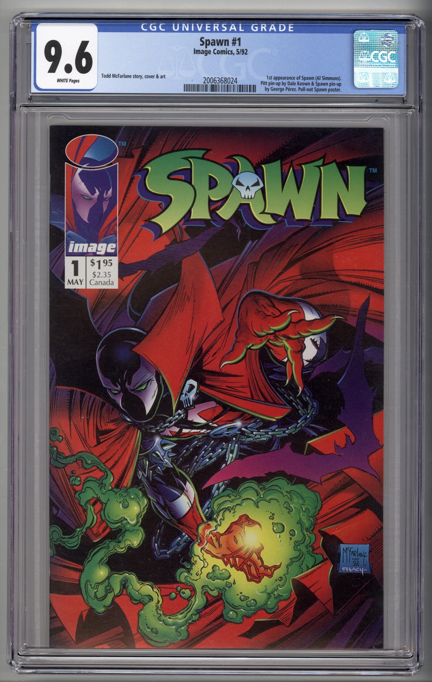 Spawn #1  CGC 9.6  1st appearance of Spawn