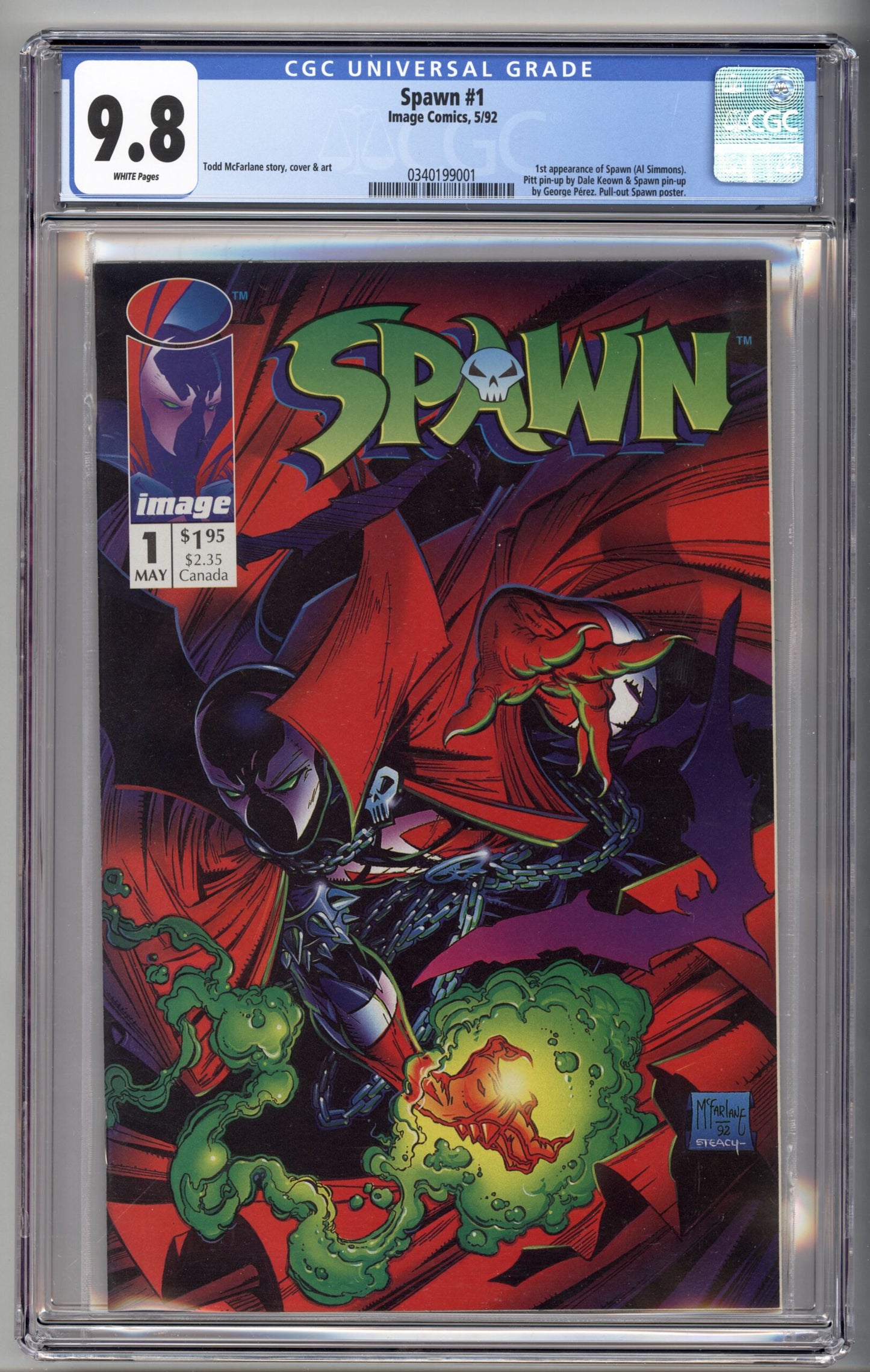 Spawn #1  CGC 9.8  1st appearance of Spawn