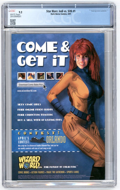 Star Wars Jedi vs. Sith #1  CGC 9.2  1st appearance of Darth Bane