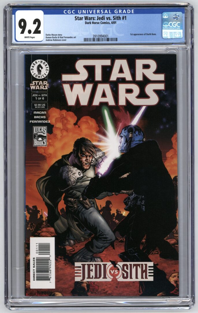 Star Wars Jedi vs. Sith #1  CGC 9.2  1st appearance of Darth Bane