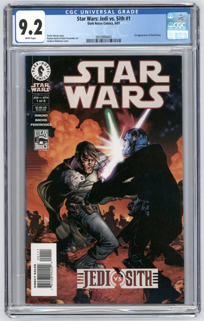 Star Wars Jedi vs. Sith #1  CGC 9.2  1st appearance of Darth Bane