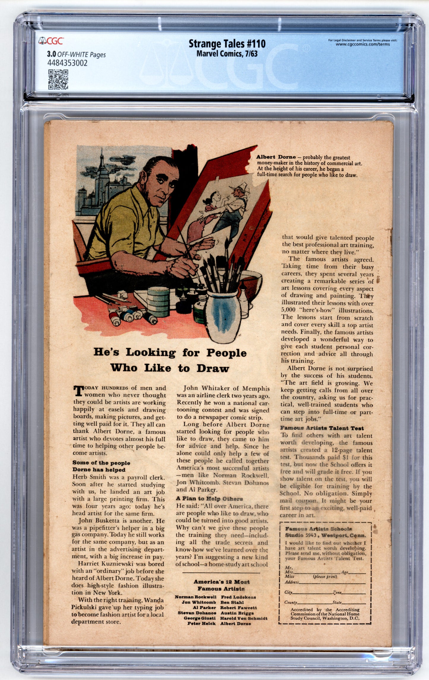 Strange Tales #110CGC 3.0 1st App. of Doctor Strange