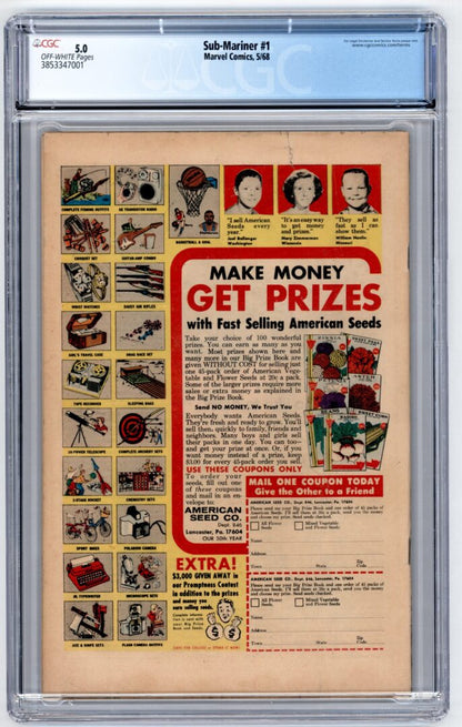 Sub-Mariner #1  CGC 5.0  Origin of Sub-Mariner retold