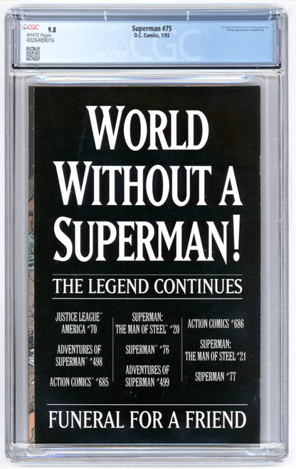 Superman #75CGC 9.8 Newsstand Edition
