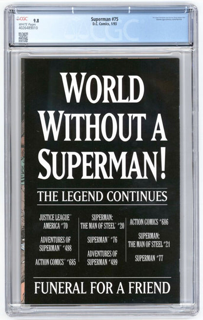 Superman #75  CGC 9.8  Newsstand Edition