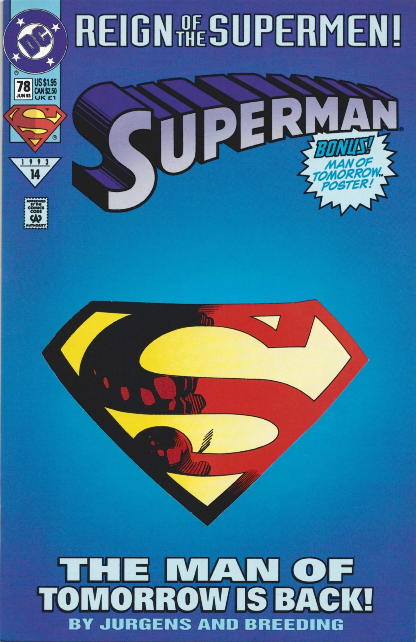 Superman #78  Collectors Edition  NM  1st appearance of  Cyborg Superman