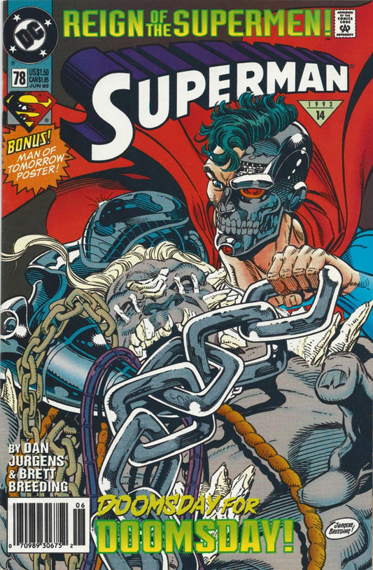 Superman #78  VF  1st full appearance of Cyborg Superman