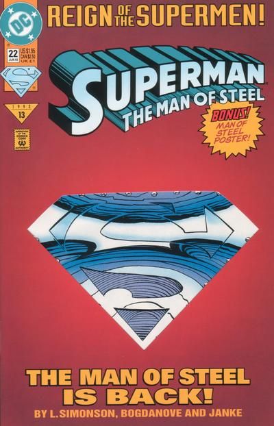 Superman the Man of Steel #22  FN  1st full appearance and origin of Steel