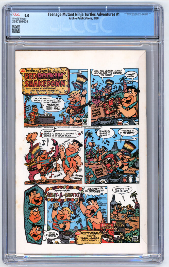 Teenage Mutant Ninja Turtles Adventures #1  CGC 9.0  1st appearance of Krang, Bebop, and Rocksteady
