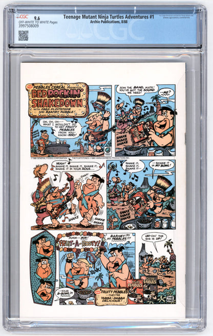 Teenage Mutant Ninja Turtles Adventures #1  CGC 9.6 1st App. of Bebop & Rocksteady