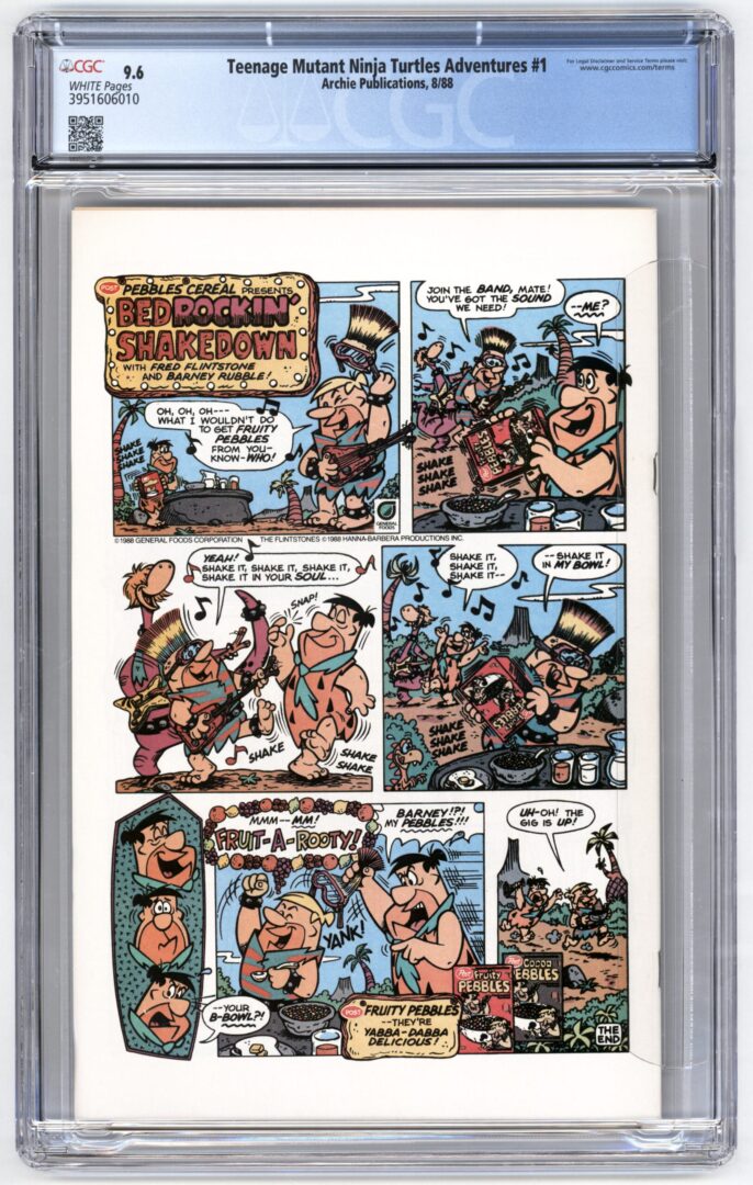 Teenage Mutant Ninja Turtles Adventures #1  CGC 9.6  1st appearance of Krang, Bebop, and Rocksteady