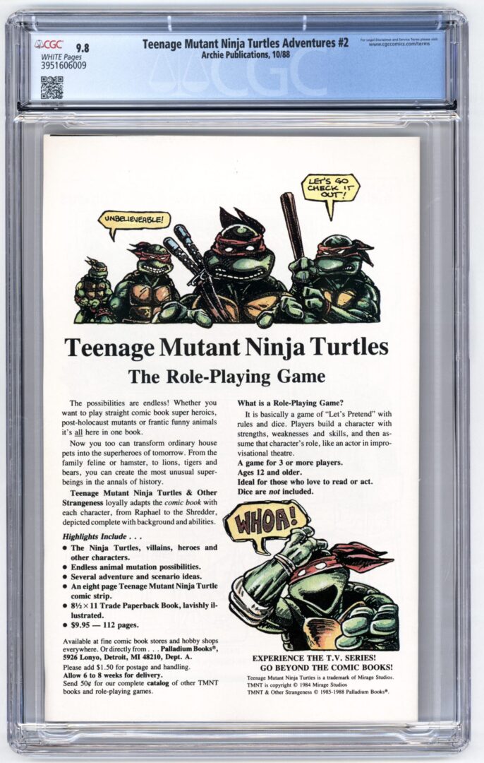 Teenage Mutant Ninja Turtles Adventures #2  CGC 9.8