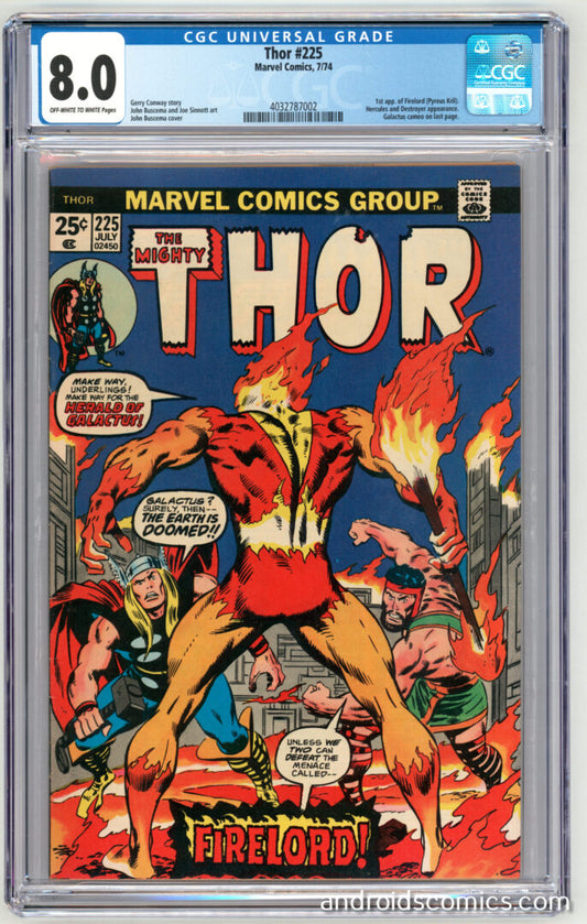 Thor #225  CGC 8.0  1st App. of Firelord