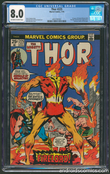Thor #225  CGC 8.0  1st App. of Firelord