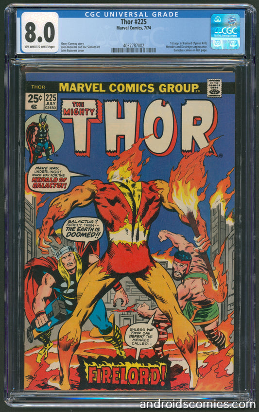 Thor #225  CGC 8.0  1st App. of Firelord