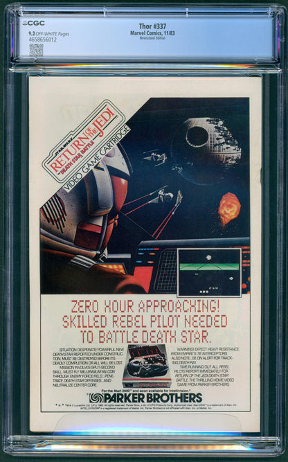 Thor #337  CGC 9.2  1st App.of Beta Ray Bill  Newsstand Edition