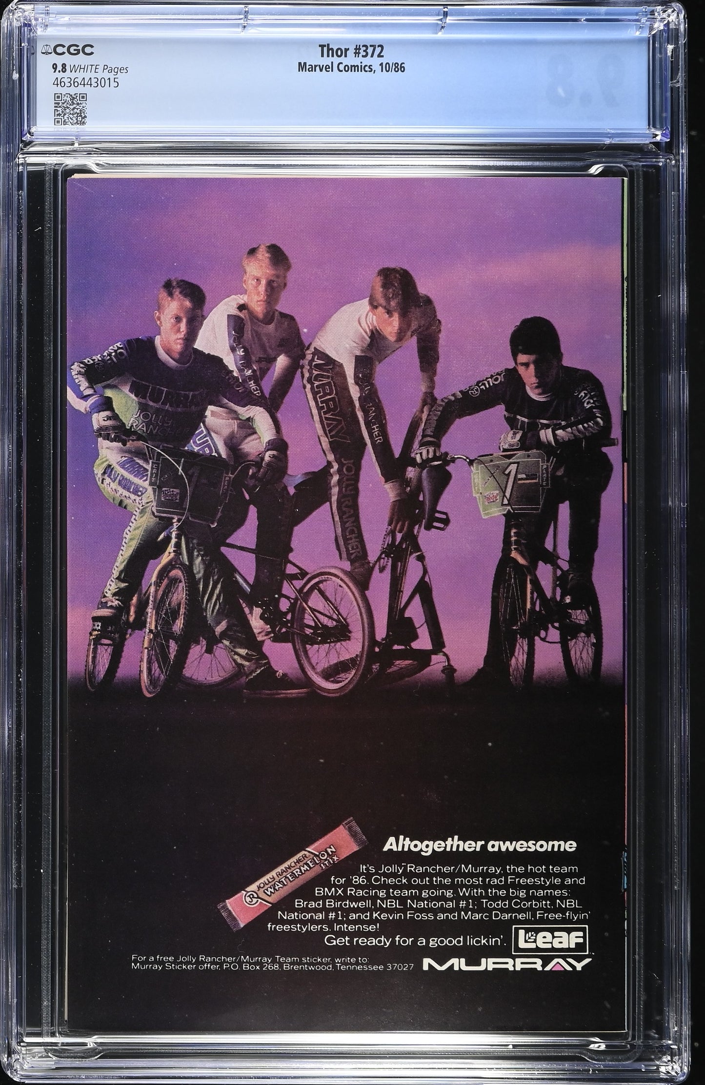 Thor #372  CGC 9.8  1st cameo App. of the Time Variance Authority