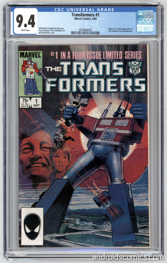 Transformers #1  CGC 9.4  Origin & 1st App. of the Autobots & Decepticons