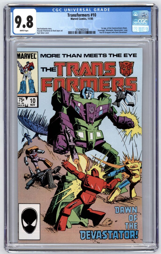 Transformers #10  CGC 9.8  1st appearance of the Constructicons