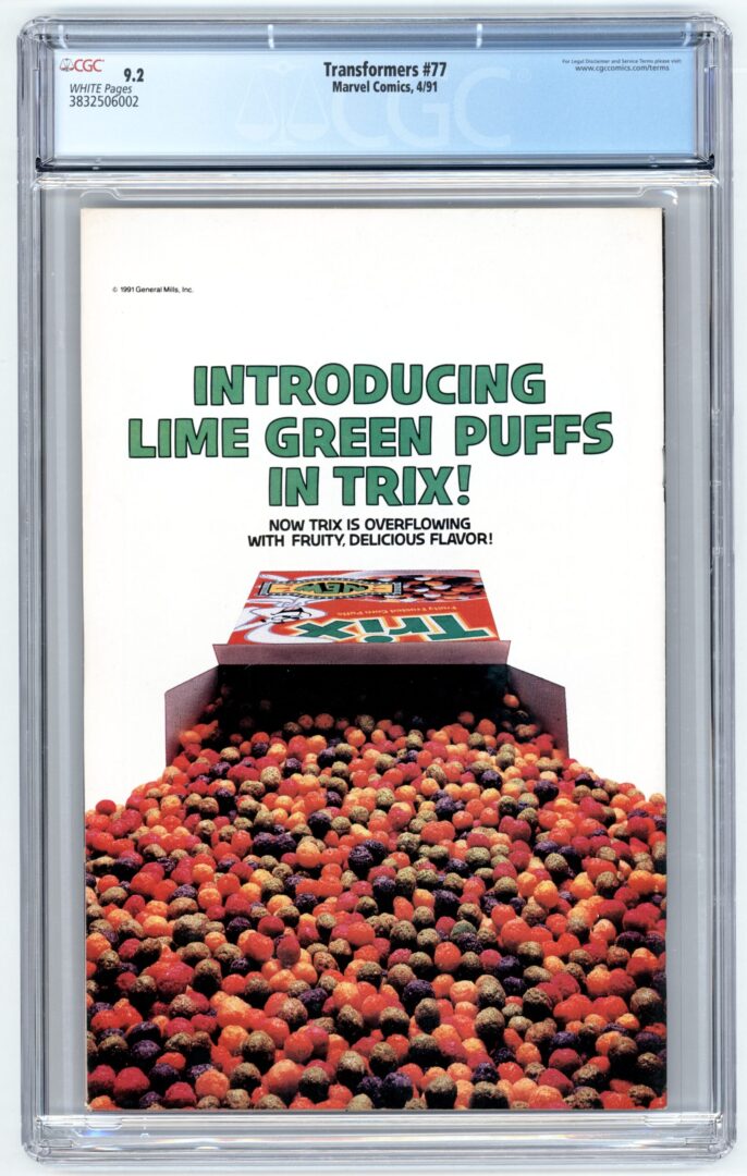 Transformers #77  CGC 9.2  1st App. of Treadshot & Rollout