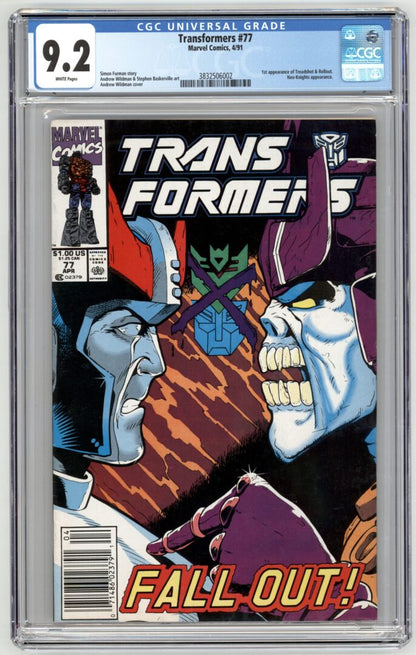 Transformers #77  CGC 9.2  1st App. of Treadshot & Rollout
