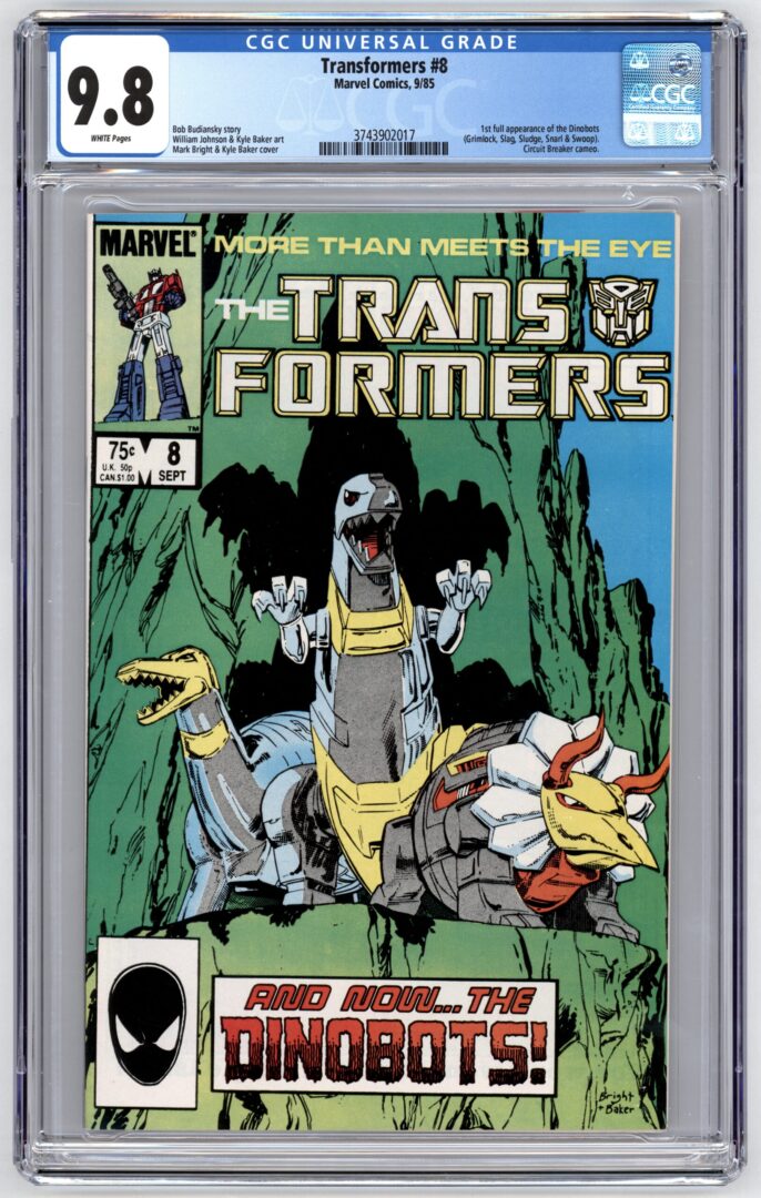 Transformers #8  CGC 9.8  1st appearance of the Dinobots