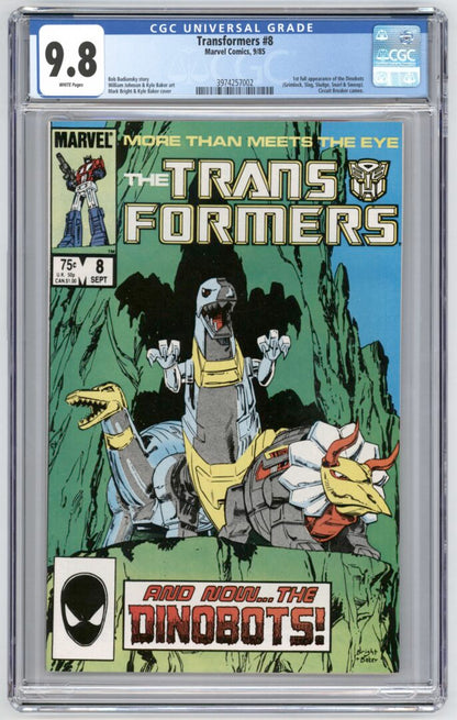 Transformers #8  CGC 9.8  1st appearance of the Dinobots