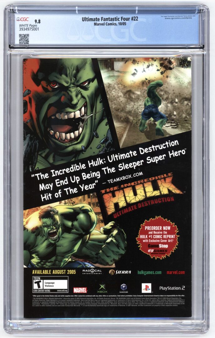 Ultimate Fantastic Four #22  CGC 9.8 Origin & 1st app. of Marvel Zombies