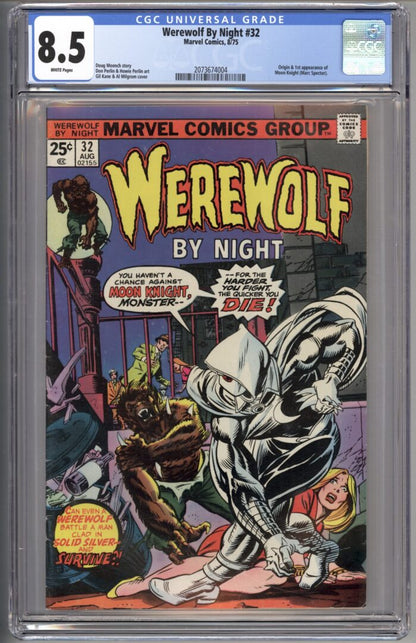 Werewolf by Night #32  CGC 8.5  Origin & 1st appearance of Moon Knight