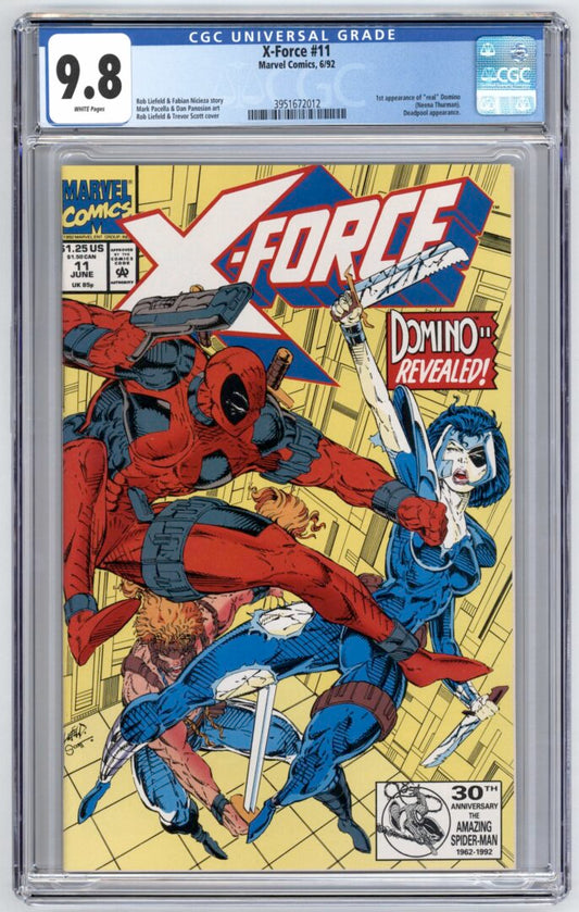 X-Force #11  CGC 9.8  1st appearance of "real" Domino